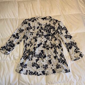 Floral Print Women's Top - Black and White